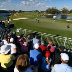 SEA ISLAND, GA - NOVEMBER 18: Fans watch play on the 18th hole during the third round of The RSM Classic at the Sea Island Resort Seaside Course on November 18, 2017 in Sea Island, Georgia. (Photo by Stan Badz/PGA TOUR)
