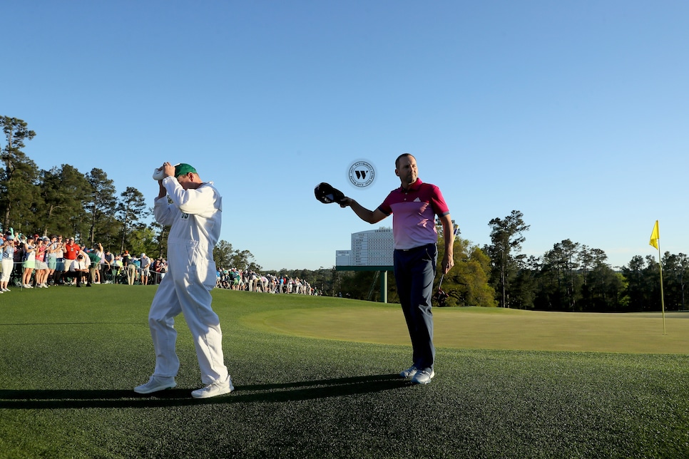 during the third round of the 2017 Masters Tournament at Augusta National Golf Club on April 8, 2017 in Augusta, Georgia.