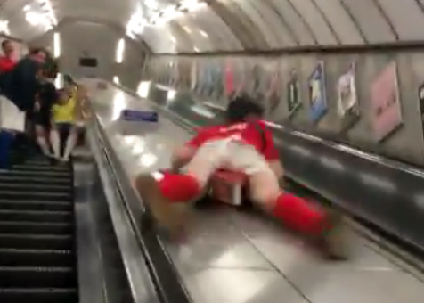 "Full Kit Wanker" stars in escalator fail of the year