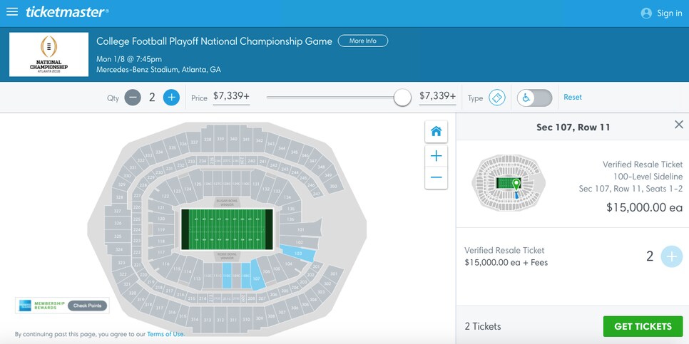 2022 College Football Playoff tickets at staggering prices