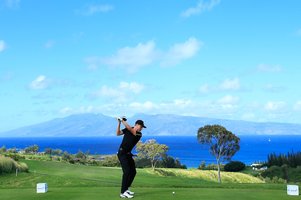 during the first round of the Sentry Tournament of Champions at Plantation Course at Kapalua Golf Club on January 4, 2018 in Lahaina, Hawaii.