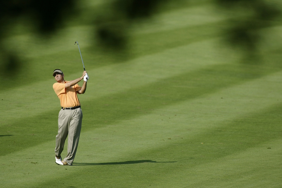 Ben Curtis hits from the second fairway