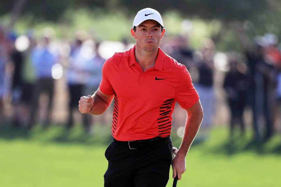 during round three of the Abu Dhabi HSBC Golf Championship at Abu Dhabi Golf Club on January 20, 2018 in Abu Dhabi, United Arab Emirates.