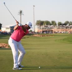 during the third round of the DP World Tour Championship at Jumeirah Golf Estates on November 18, 2017 in Dubai, United Arab Emirates.