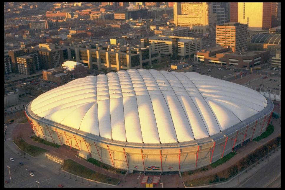 Stadiums: Aerial exterior view of Minn.