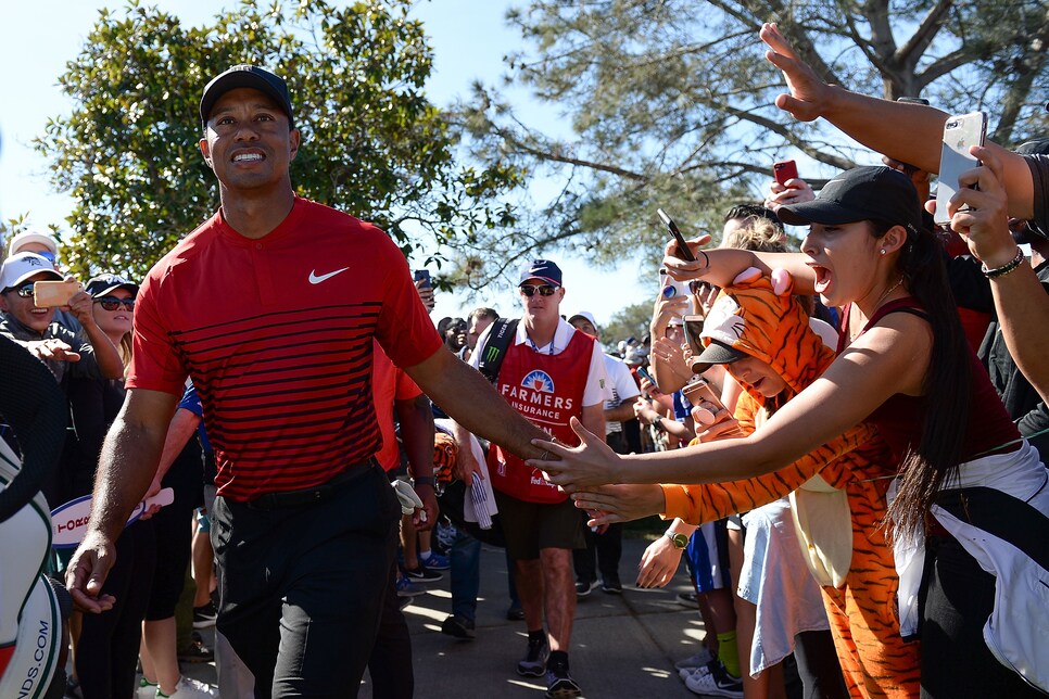 during the final round of the Farmers Insurance Open at Torrey Pines South  on January 28, 2018 in San Diego, California.