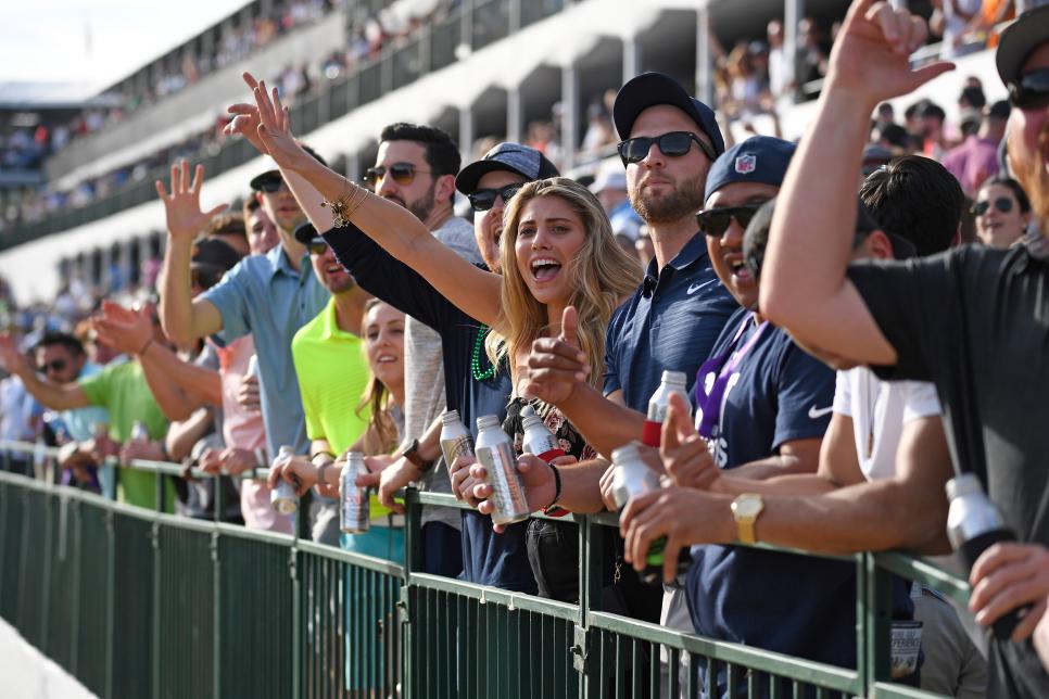 SCOTTSDALE, AZ - FEBRUARY 02: Fans enjoy the stadium atmosphere of the 16th hole during the second round of the Waste Management Phoenix Open at TPC Scottsdale on February 2, 2018 in Scottsdale, Arizona. (Photo by Chris Condon/PGA TOUR)