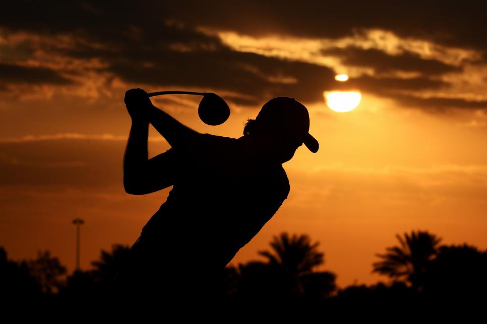 during round one of the Abu Dhabi HSBC Golf Championship at Abu Dhabi Golf Club on January 18, 2018 in Abu Dhabi, United Arab Emirates.