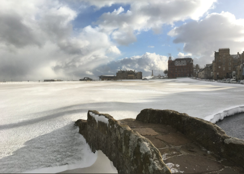 St. Andrews, Carnoustie and other Scottish links are covered in snow, and the photos are dazzling
