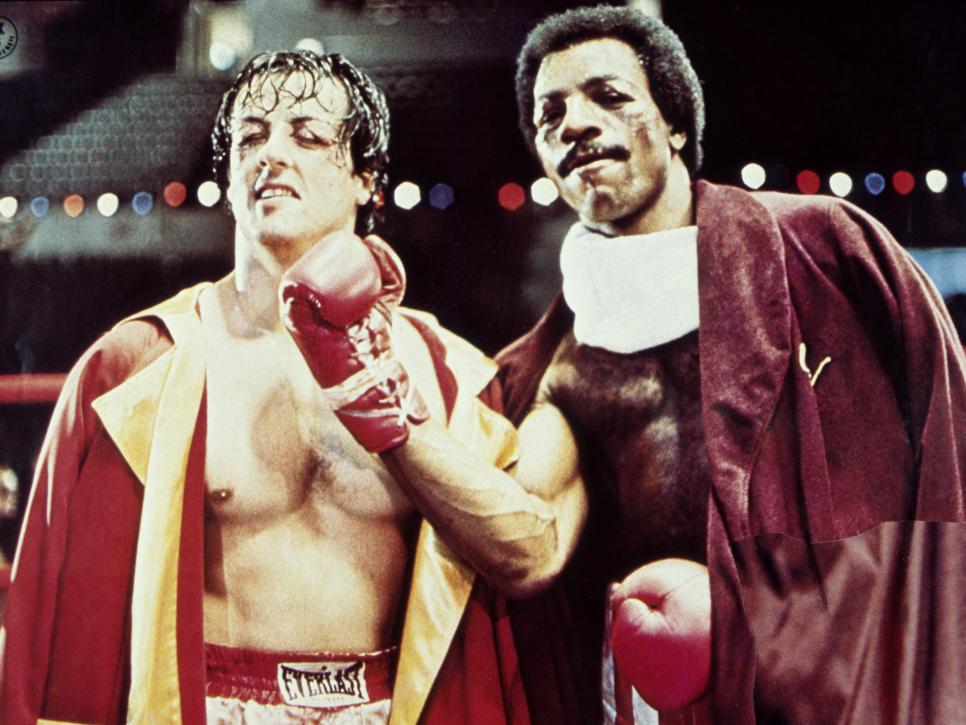 Stallone, Sylvester - Schauspieler, USA/ mit Carl Weathers (r.) in 'Rocky'
