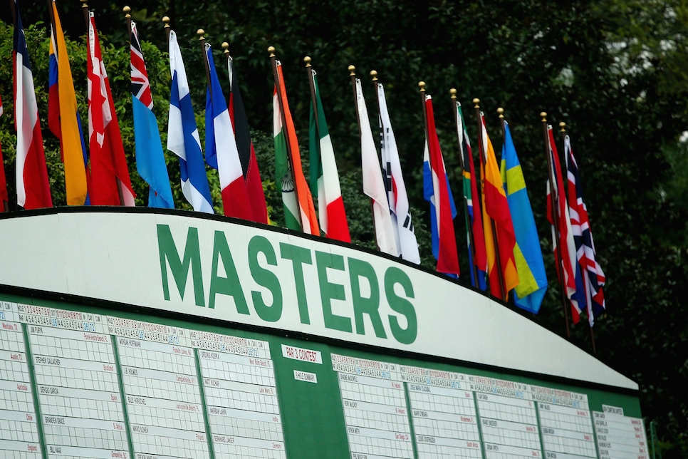 during a practice round prior to the start of the 2015 Masters Tournament at Augusta National Golf Club on April 7, 2015 in Augusta, Georgia.