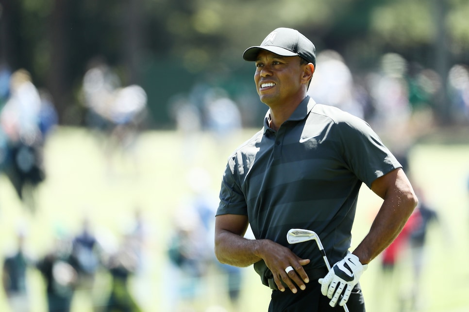 during the first round of the 2018 Masters Tournament at Augusta National Golf Club on April 5, 2018 in Augusta, Georgia.