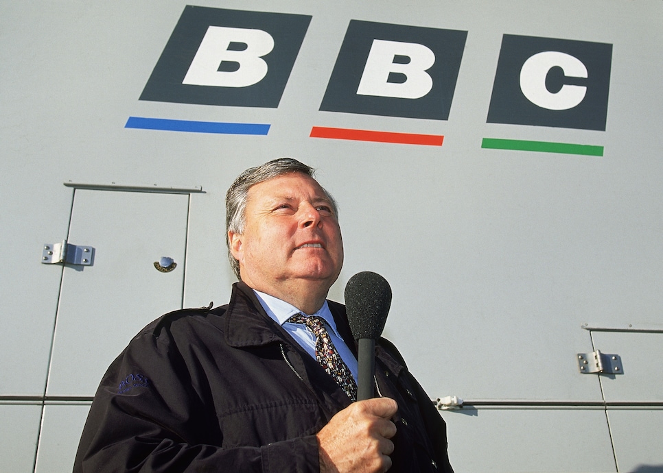 ST ANDREWS - OCTOBER:  Portrait of BBC commentator Peter Alliss during the Alfred Dunhill Cup at St Andrews in Scotland in October 1993. (photo by David Cannon/Getty Images)