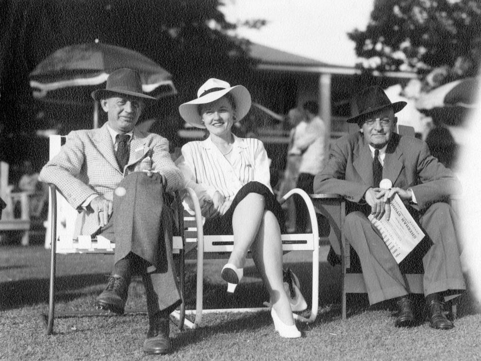 Patrons on the terrace of the club house of the Augusta National Golf Course in Augusta, GA during a 1930?s Masters Tournament.  (Photo by Augusta National/Getty Images)