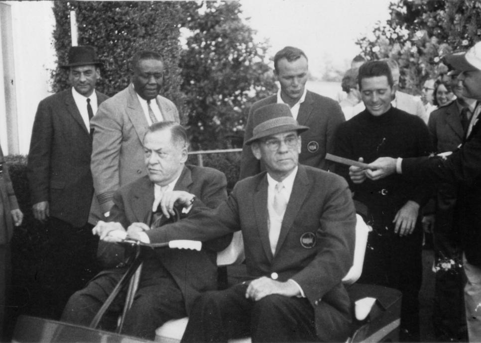 From Left To Right: Bill Collins (head Pinkerton), Mr Bowman, Bob Jones, Chairman Clifford Roberts, Arnold Palmer And Gary Player After The 1965 Masters Tournament