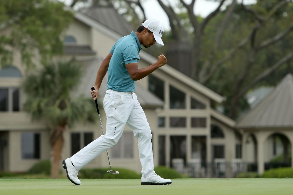 during the final round of the 2018 RBC Heritage at Harbour Town Golf Links on April 15, 2018 in Hilton Head Island, South Carolina.