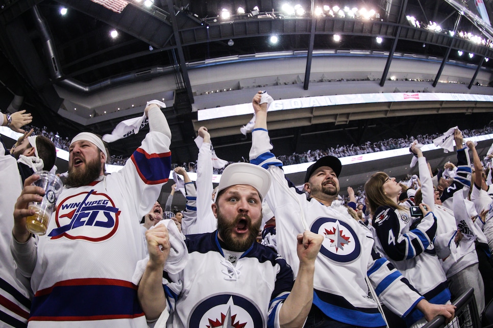 Winnipeg Jets fans take in historic playoff game in Anaheim