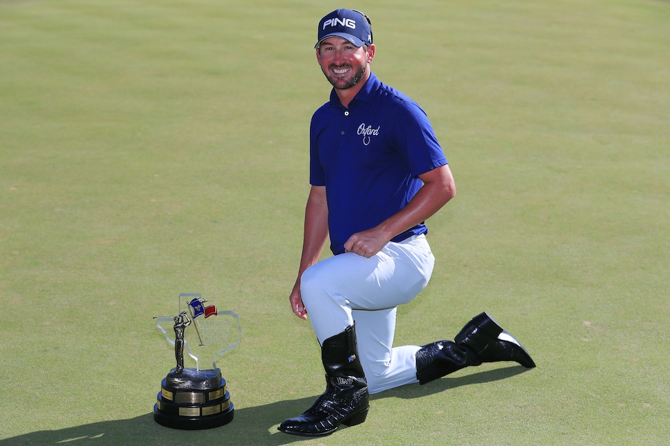 during the final round of the Valero Texas Open at TPC San Antonio AT&T Oaks Course on April 22, 2018 in San Antonio, Texas.