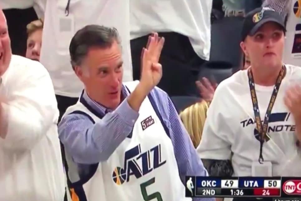 Mitt Romney's appearance at a Utah Jazz game wasn't *all* politics ...