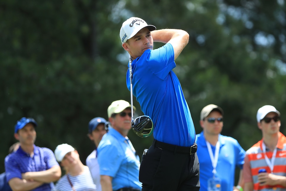 during the final round of the 2018 Wells Fargo Championship at Quail Hollow Club on May 6, 2018 in Charlotte, North Carolina.