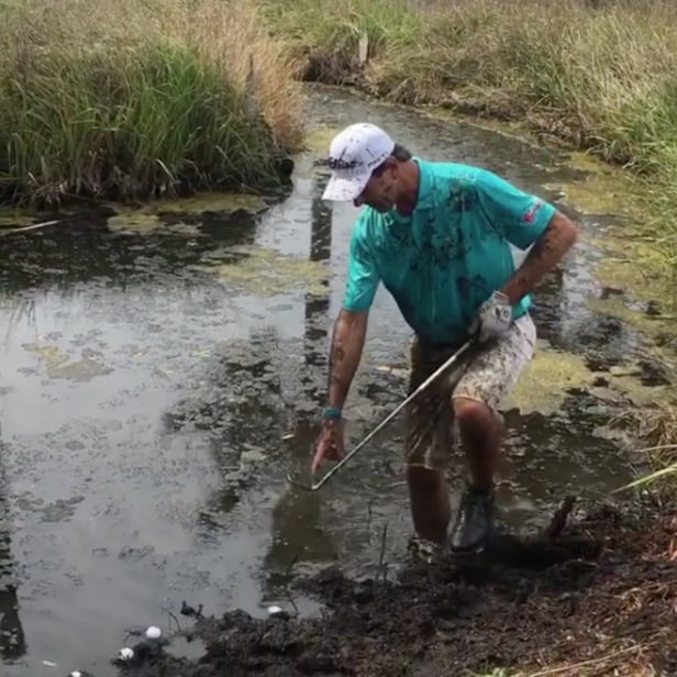 Pouring the mud mat for the Golf Pit