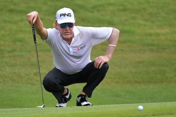 Miguel Angel Jimenez is ready to celebrate as only he knows how after ...