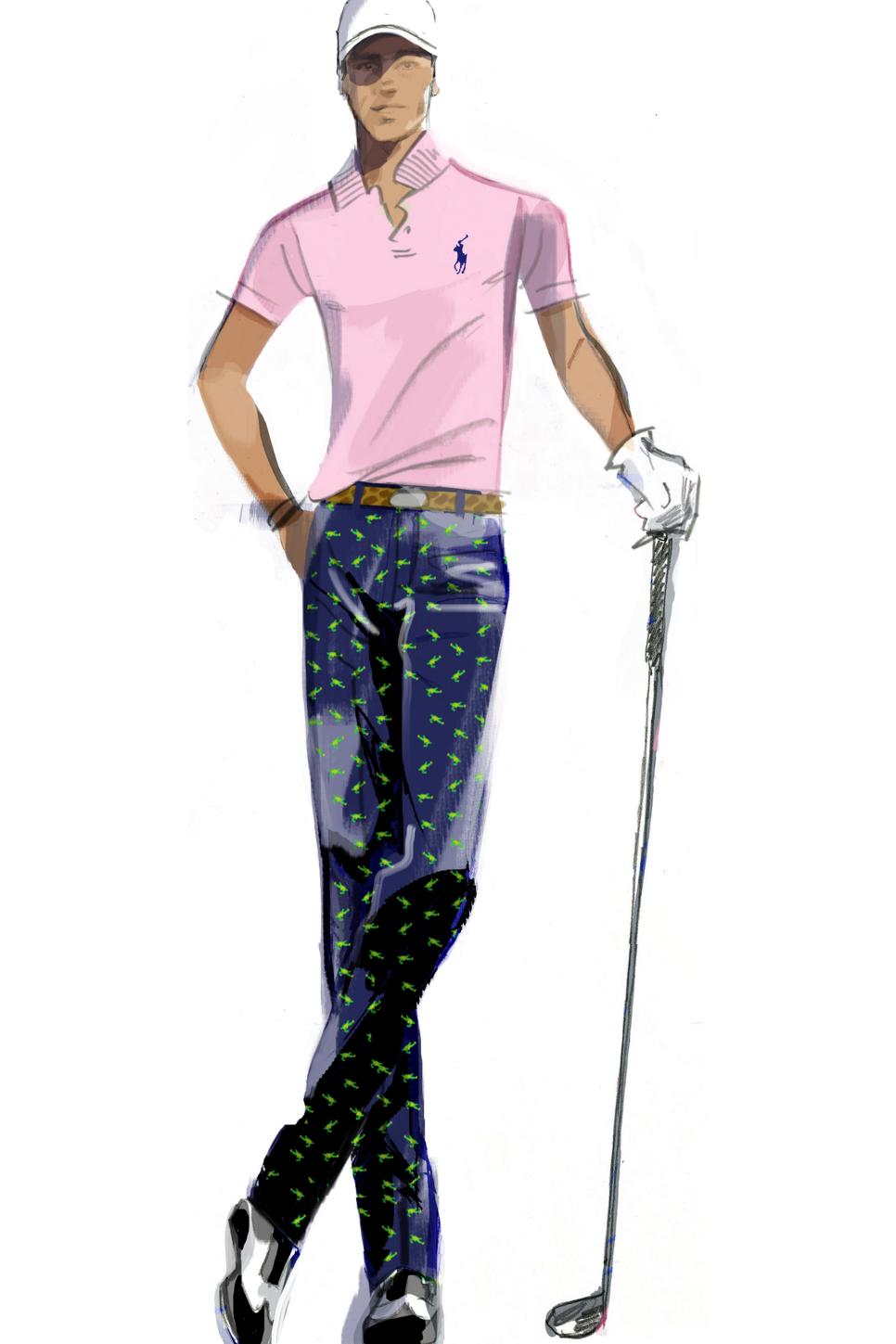 RLX Ralph Lauren Athletic Stretch Printed Golf Shorts - Club Bag Sketch