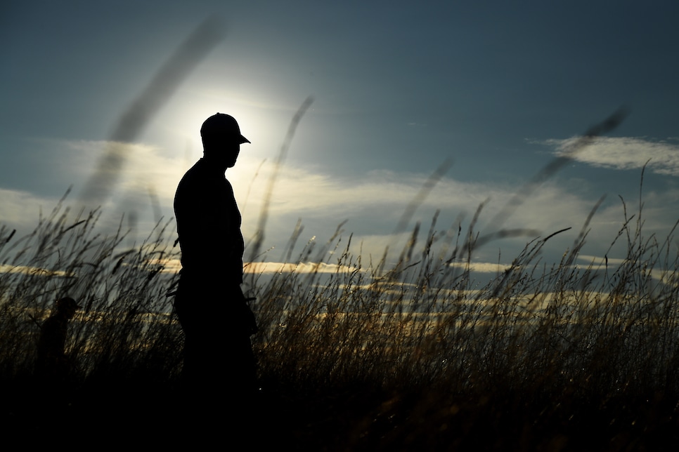 during the first round of the 147th Open Championship at Carnoustie Golf Club on July 19, 2018 in Carnoustie, Scotland.