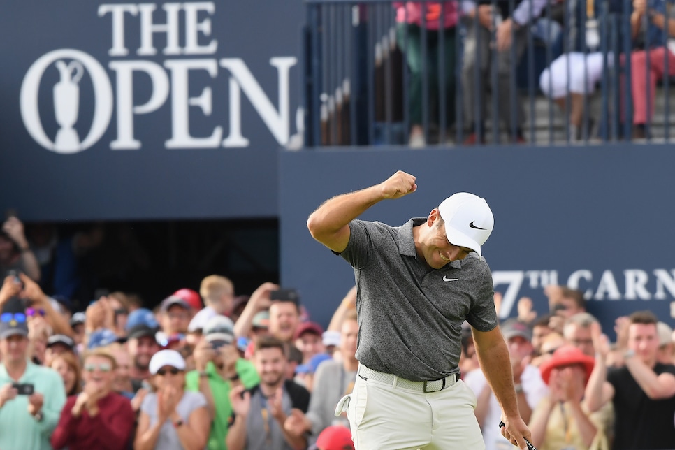 during the final round of the 147th Open Championship at Carnoustie Golf Club on July 22, 2018 in Carnoustie, Scotland.