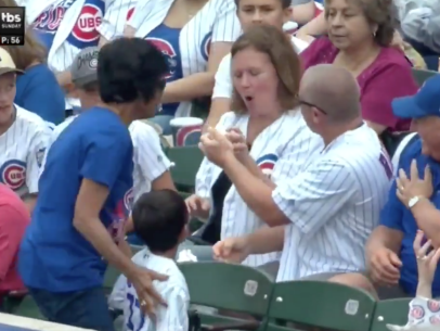 A guy threw a ball at another guy during this rip-snortin' brawl at the South  Bend Cubs game on Tuesday night, This is the Loop