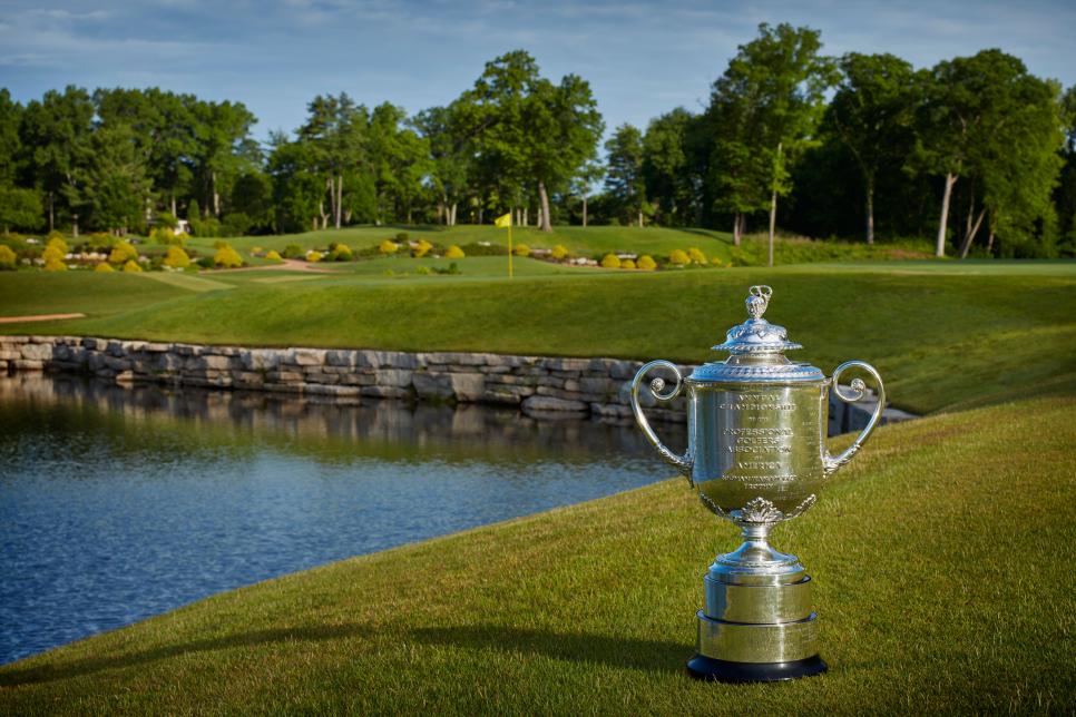 St. LOUIS, MO - MAY 15: The Wanamaker Trophy at Bellerive Country Club, home of the 2018 PGA Championship on May 15, 2017 in St. Louis, Missouri. (Photo by Gary Kellner/PGA of America via Getty Images)  *** Local Caption ***