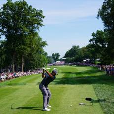 during the first round of the 2018 PGA Championship at Bellerive Country Club on August 9, 2018 in St Louis, Missouri.