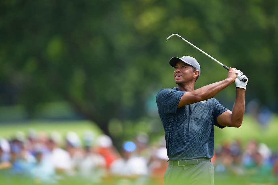 during the first round of the 2018 PGA Championship at Bellerive Country Club on August 9, 2018 in St Louis, Missouri.