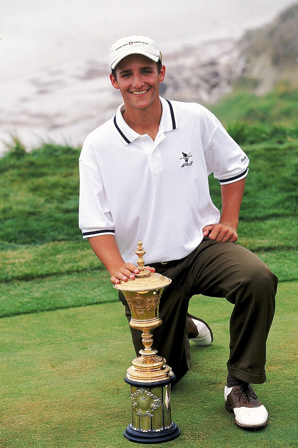 22 Aug 1999: David Gossett poses with his trophy after the 1999 Amateur Golf Championship in Pebble Beach, California.