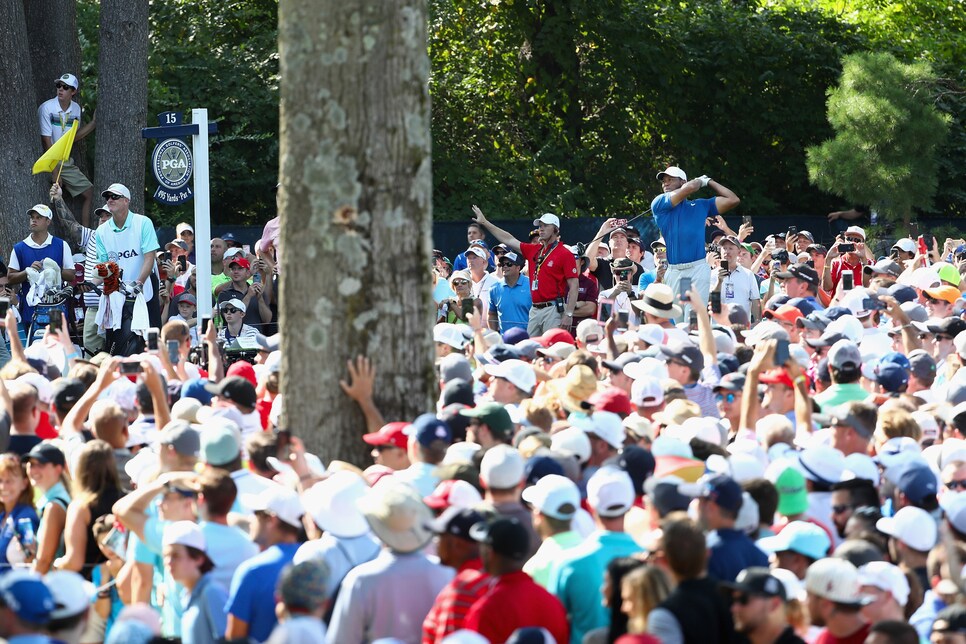 during the third round of the 2018 PGA Championship at Bellerive Country Club on August 11, 2018 in St Louis, Missouri.