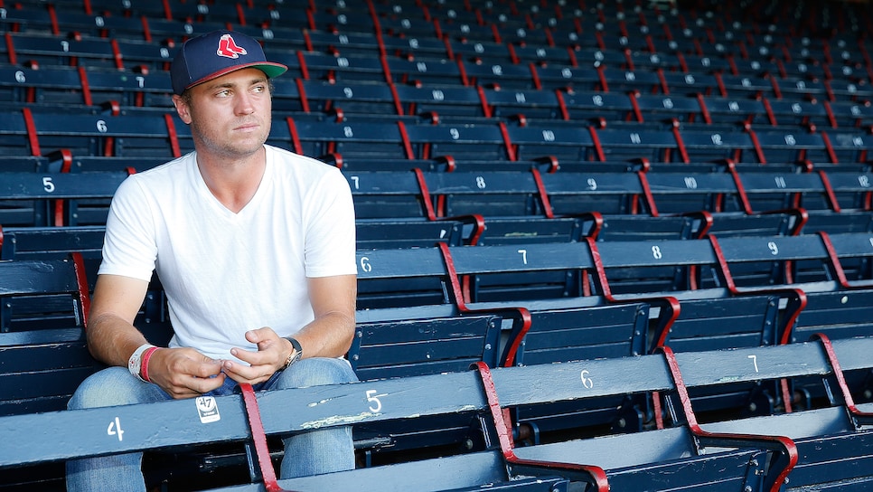 Justin Thomas Throws First Pitch At Boston Red Sox Game