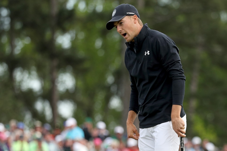 during the final round of the 2018 Masters Tournament at Augusta National Golf Club on April 8, 2018 in Augusta, Georgia.