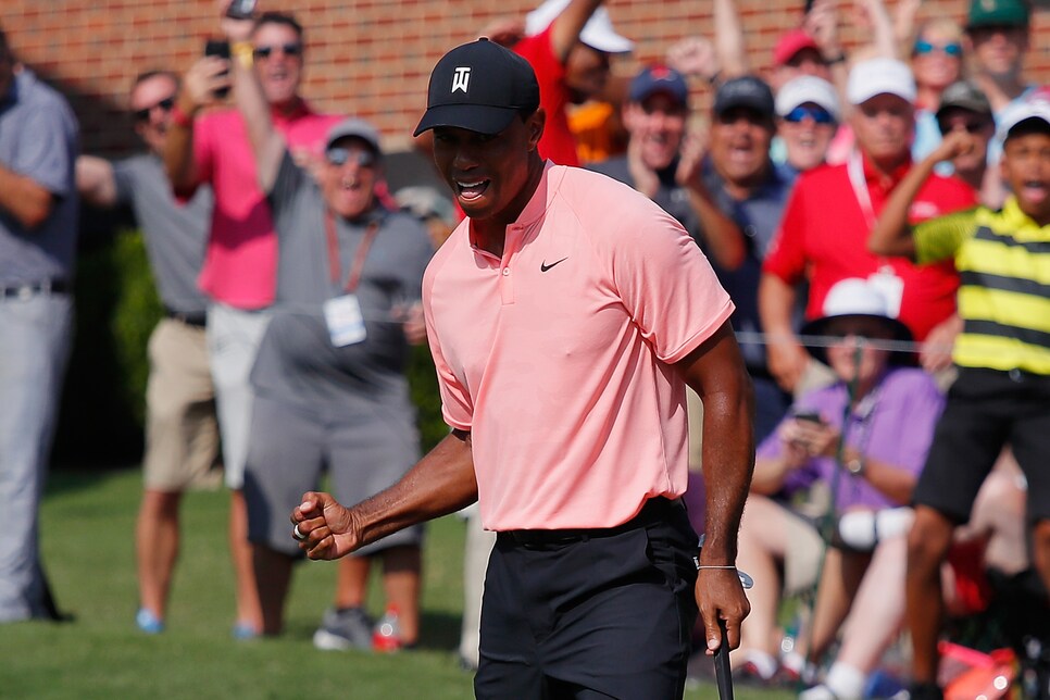 during the first round of the TOUR Championship at East Lake Golf Club on September 20, 2018 in Atlanta, Georgia.