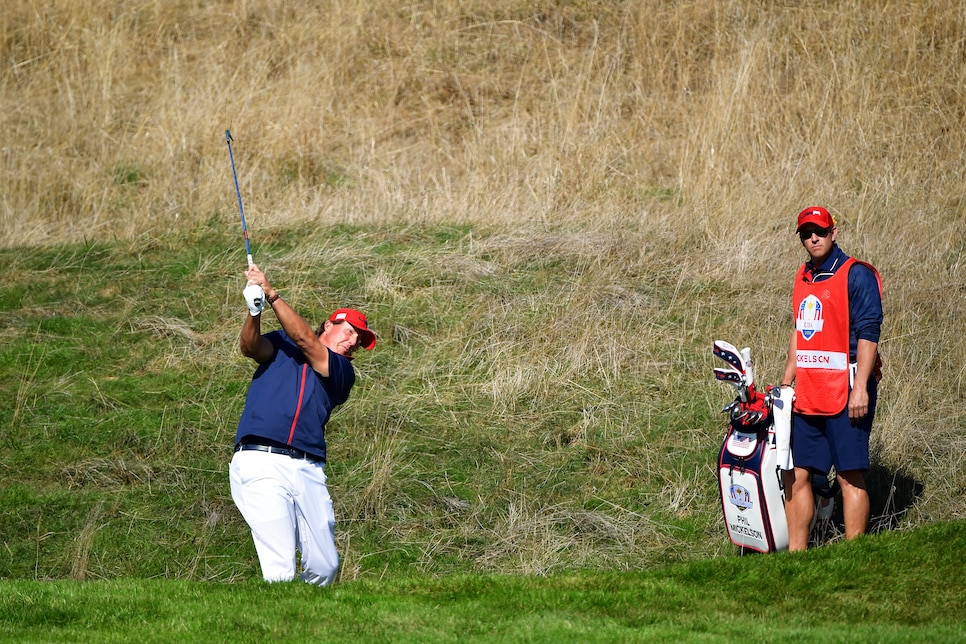 during singles matches of the 2018 Ryder Cup at Le Golf National on September 30, 2018 in Paris, France.