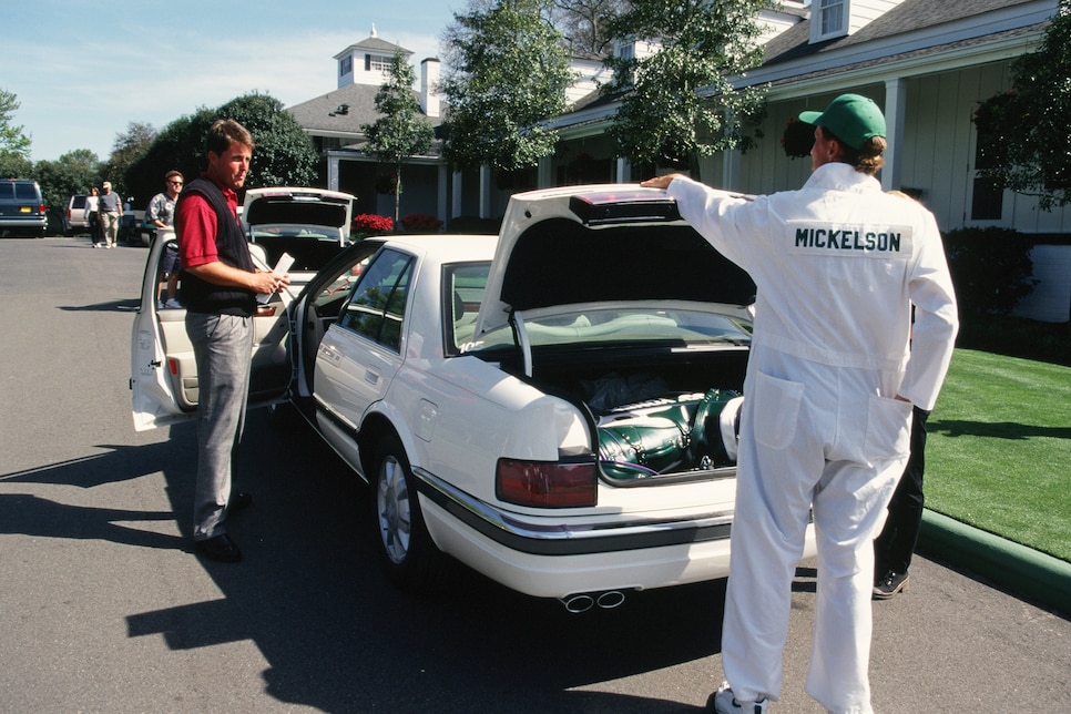 Phil Mickelson With The Courtesy Car During The 1996 Masters Tournament