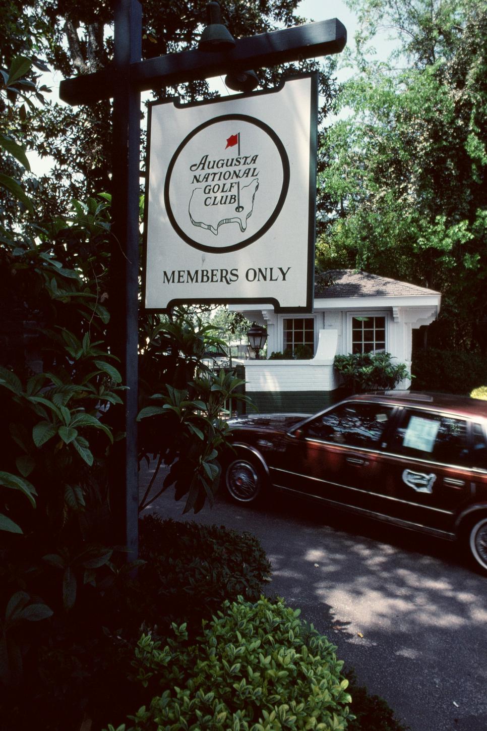 A Car Enters The Golf Club At The Main Entrance During The 1982 Masters Tournament
