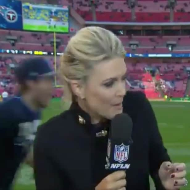 NFL sideline reporter takes football to the face while she's delivering ...