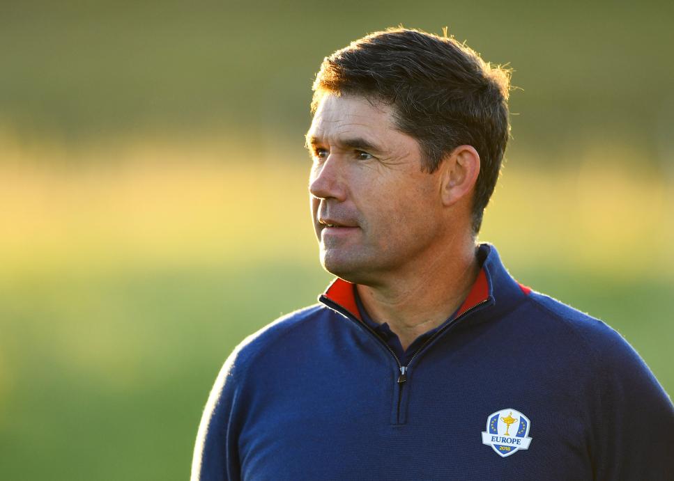 Paris , France - 25 September 2018; Europe vice-captain Pádraig Harrington during the Europe team photocall ahead of the Ryder Cup 2018 Matches at Le Golf National in Paris, France. (Photo By Ramsey Cardy/Sportsfile via Getty Images)