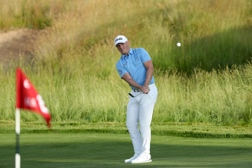 during the first round of the 117th US Open Championship at Erin Hills on June 15, 2017 in Hartford, Wisconsin.