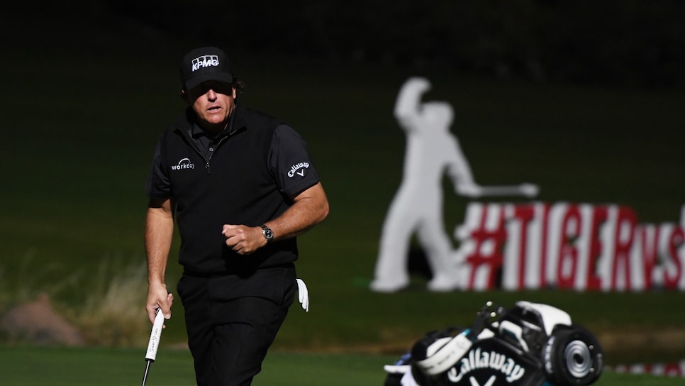 during The Match: Tiger vs Phil at Shadow Creek Golf Course on November 23, 2018 in Las Vegas, Nevada.