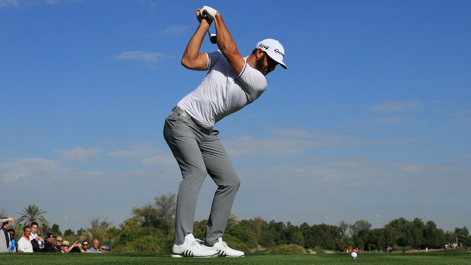 during round one of the Abu Dhabi HSBC Golf Championship at Abu Dhabi Golf Club on January 18, 2018 in Abu Dhabi, United Arab Emirates.