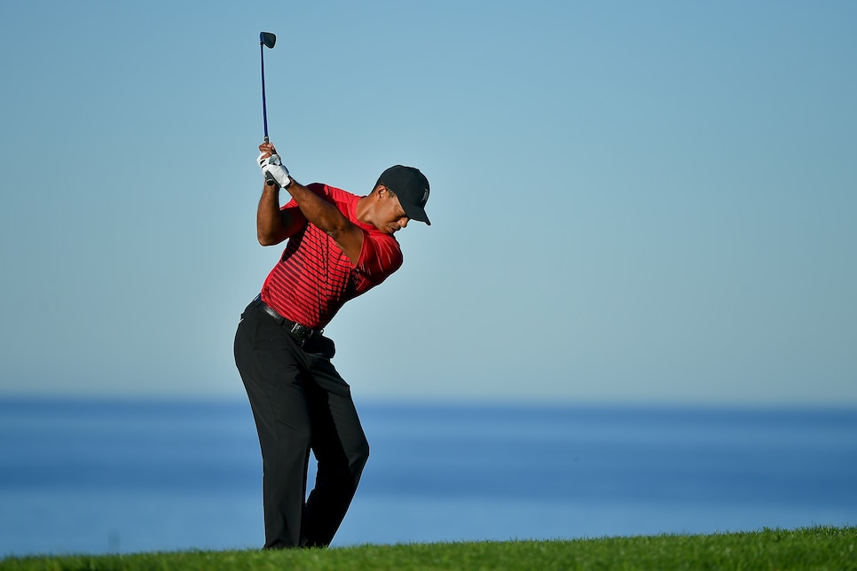 during the final round of the Farmers Insurance Open at Torrey Pines South  on January 28, 2018 in San Diego, California.