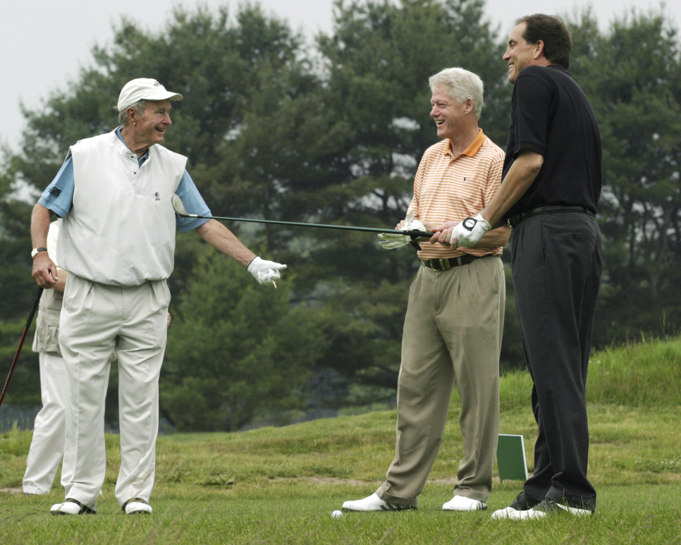 Presidents Bush and Clinton with Jim Nantz at Cape Arundel Golf Club in 2005.