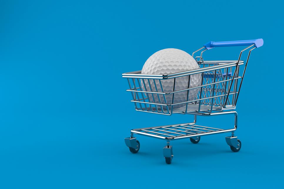 Golf ball with shopping cart
