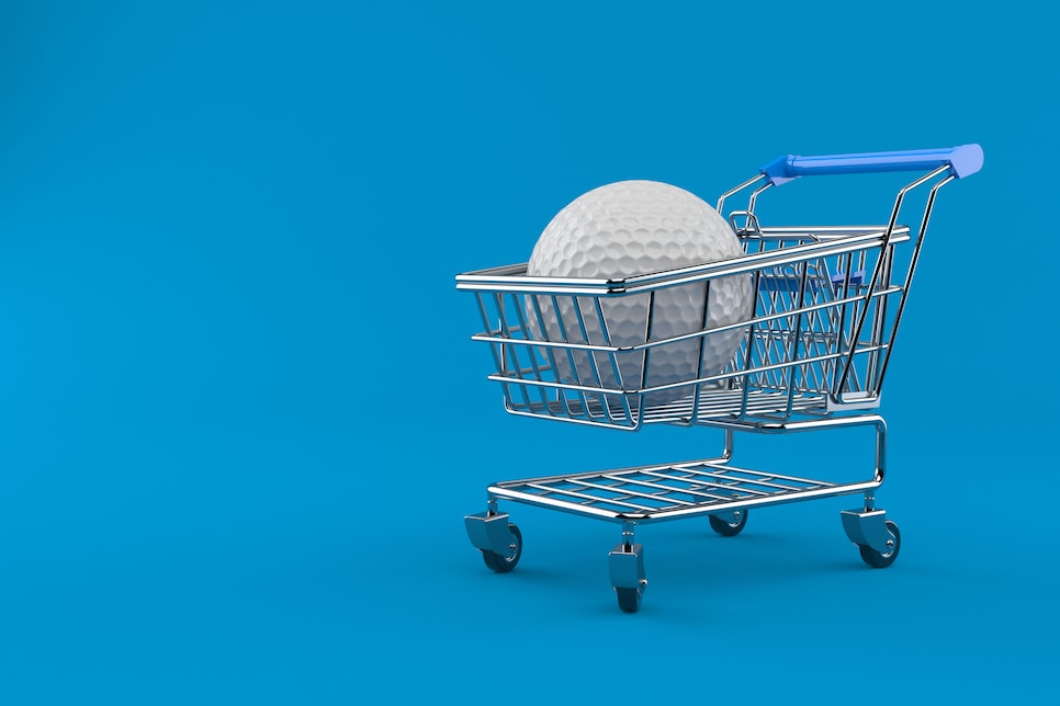 Golf ball with shopping cart